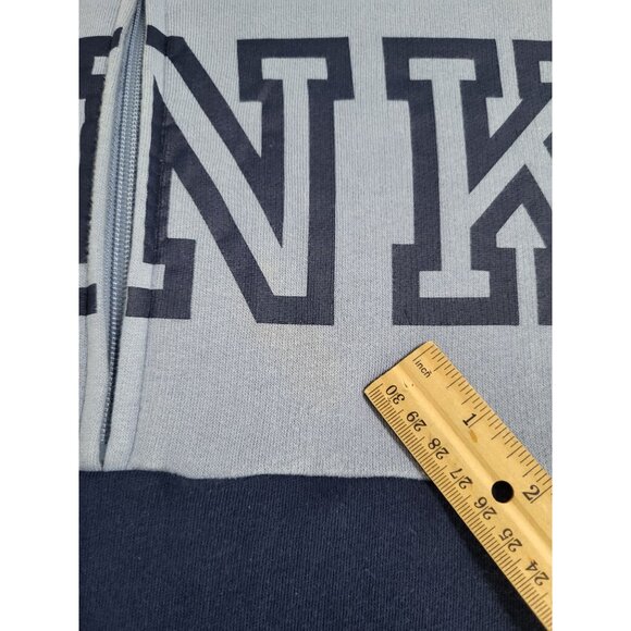 Victoria's Secret PINK High-Low Half-Zip Pullover Bluebell Cream Navy SZ M Logo - Picture 10 of 12